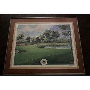 Vtg Authentic 2000 Tom Lynch 6th Green Merit Golf Course Lithography Print 20X25
